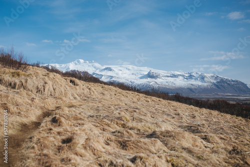 landscape with glaciers in Iceland sunny day 