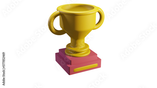 PNG 3D Rendering yellow tropy with red colow bellow it