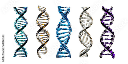 Set of DNA genome structure isolated on white background - Generative AI