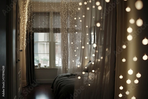 fairy lights create a romantic flair in the bedroom