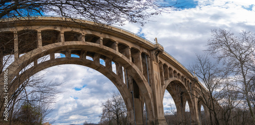 The Eighth Street Bridge or High Bridge over the Little Lehigh Creek in Allentown, Pennsylvania, monumental viaduct of reinforced concrete bridge built in 1913