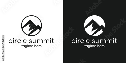 mountain and circle icon vector illustration
