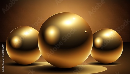 Three golden balls on golden background