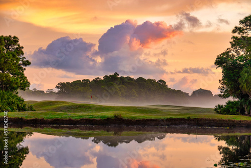 Sunrise on a golf course in Stuart Florida