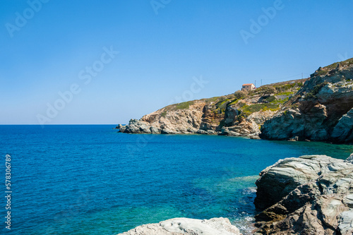 Coastal and sea view from Lygaria beach, Crete island, Greece