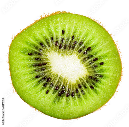 Slice of fresh juicy kiwi isolated. PNG transparency