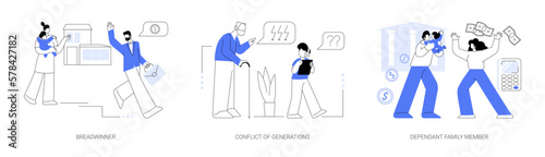 Family needs and communication abstract concept vector illustrations.