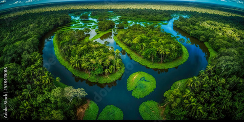 Top view of the vast Amazon jungle - Generative AI