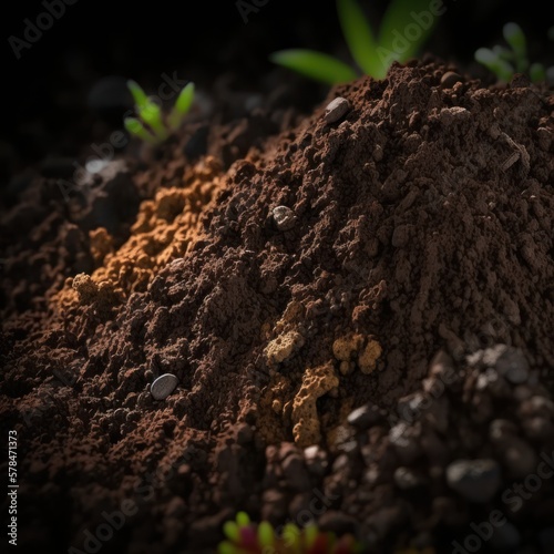 Soil layers study farm, soil slice, humus, clay, sand and stones, GENERATIVE AI