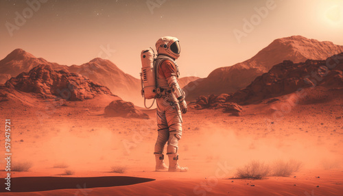 Astronaut in planet Mars made with Generative AI.