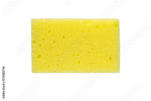 Yellow kitchen sponge for washing dishes isolated on white background