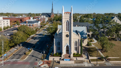 Aerial view of Downtown Wilmington, North Carolina.