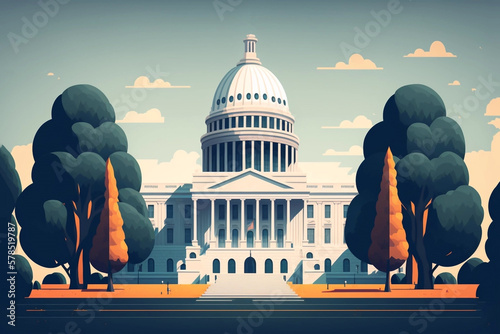 Flat illustration of the United States Congress. Generative AI