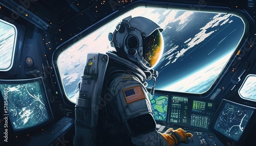 astronaut commander digital art illustration, Generative AI