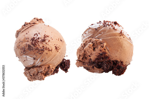 Chocolate brownie gelato ice cream scoops. 