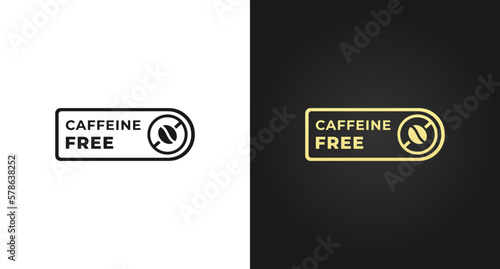 Caffeine free mark vector or decaffeinated coffee label vector in flat style. Caffeine free mark vector for coffee product packaging. Caffeine free label for decaffeinated coffee symbol.