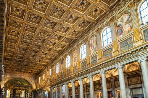 Interiors of the magnificent Santa Maria Maggiore basilica in Rome