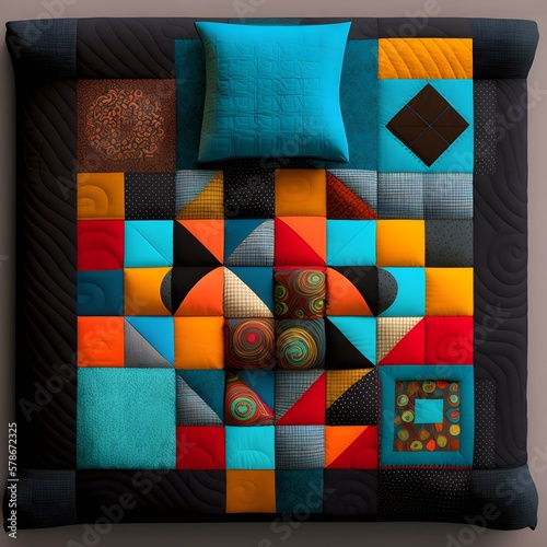 An abstract illustration with patchwork quilted home textile - Artwork 33