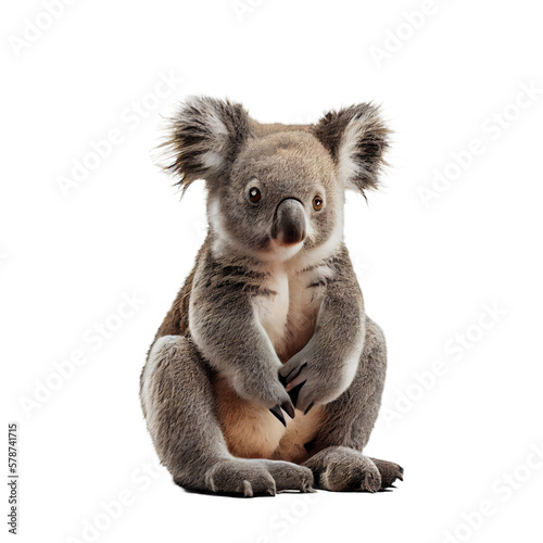 Cute koala isolated on white background. Generative AI