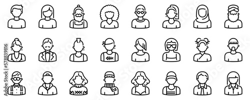 Line icons about avatar people. Interface elements. Line icon on transparent background with editable stroke.