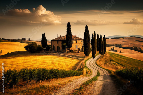 landscape of Tuscany. Generative ai