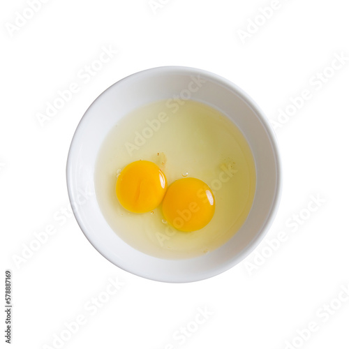 Fresh egg yolk in a bowl prepare for cooking