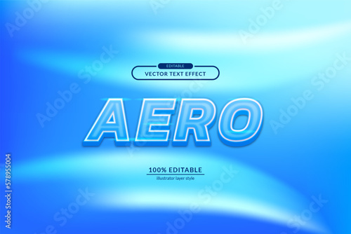 aero blue sky aviation weather 3d modern headline editable text effect. eps vector file