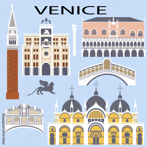 Set of Venetian landmarks