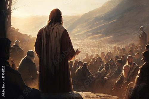 Jesus preaching on the mountain 