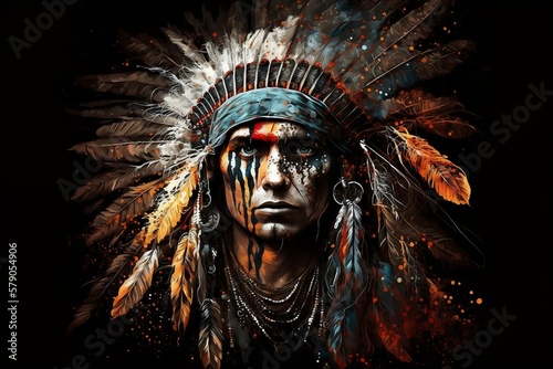 Native American Indian Apache Man Portrait