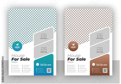 Business flyer design and brochure cover template for real estate agency