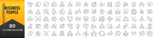 Business people line icons collection. Big UI icon set in a flat design. Thin outline icons pack. Vector illustration EPS10