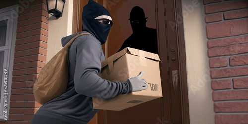A burglar steals a box from a house - Generative AI
