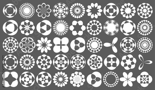 Set of Vector Mathematical Cycloid Curve Structure Set - Abstract Generative Art Elements 