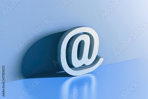 Email address icon @ logo communication mail or business website contact message symbol on sending newsletter background with receiving email support mailbox. 3d rendering