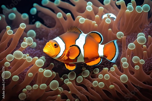 Clownfish and Anemone . Photo generative AI