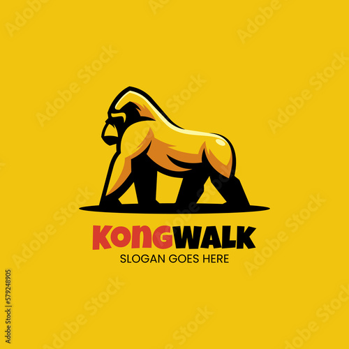 Vector Logo Illustration Kong Walk Simple Mascot Style