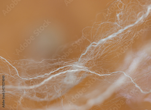 white thin natural threads of silk as a background