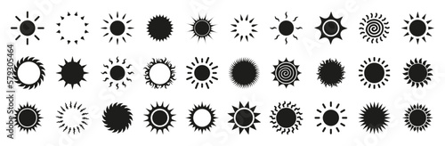 Big set of sun icons in black. Sun icons collection