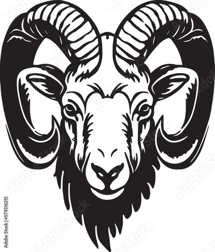 Goat head, mountains sheep, Vector illustration, on a white background, SVG