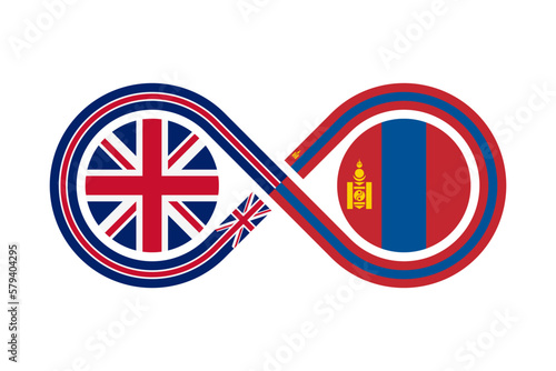unity concept. english and mongolian language translation icon. vector illustration isolated on white background 