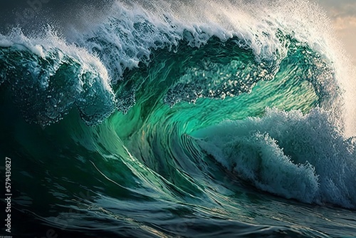 Experience the Intensity of the Ocean with this Close-up Wave Shot - Generative AI