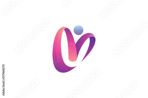 heart letter m logo for people love care