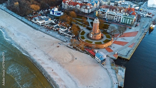 Harbour and lighthouse in Kolobrzeg.