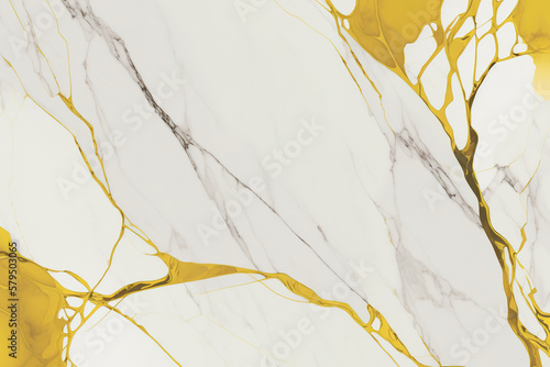 a white background with a yellow marble tile standing against it. design with texture. 2D illustration innate beauty. Generative AI