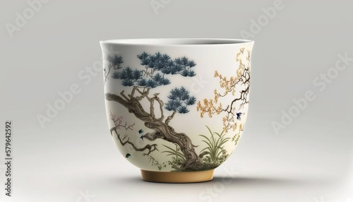 Isolated traditional Chinese tea cup on white background