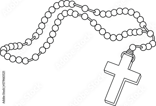 Rosary Isolated Coloring Page for Kids