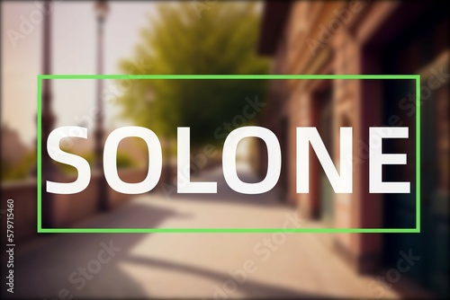 Solone: Der Name der ukrainischen Stadt Solone in der Oblast Dnipropetrovs’ka Oblast’ vor einem Foto