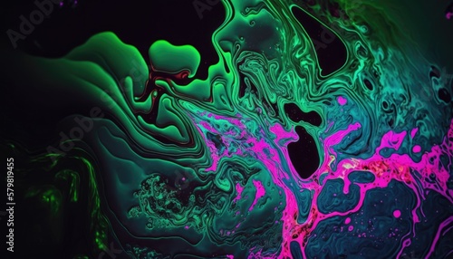 Abstract neon liquid wavy background. Liquid art, marbling texture, digital illustration, neon wallpaper, wavy lines, liquid ripples.