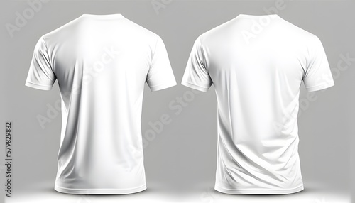 The front and back of a white t - shirt created with Generative AI technology
